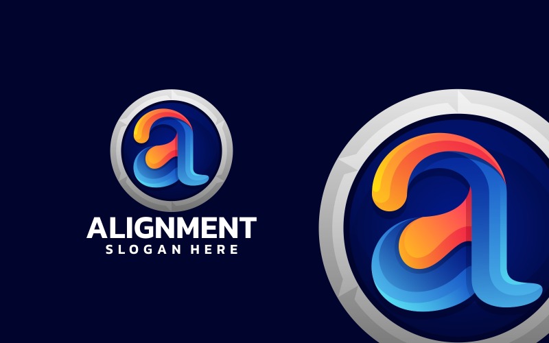 Vector letra um estilo de logotipo colorido