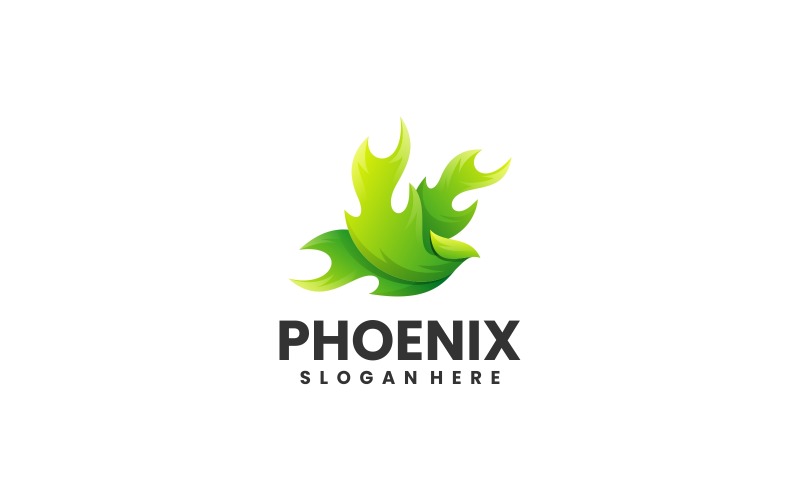 Disegno del logo a gradiente di colore Phoenix di vettore