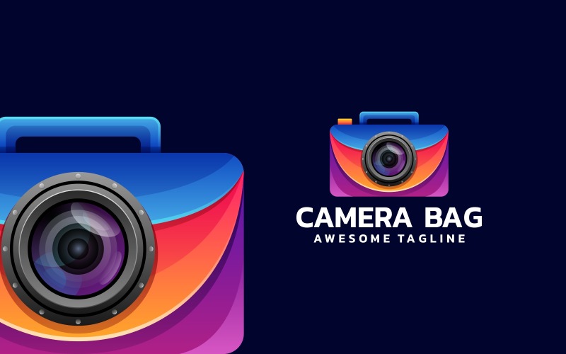 Logotipo colorido degradado de la bolsa de la cámara