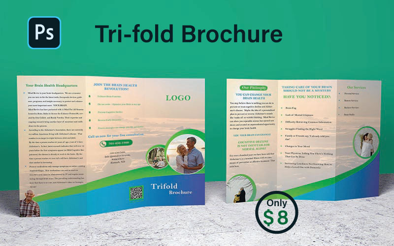 Брошюра Creative Blue and Green Trifold - Брошюра Trifold