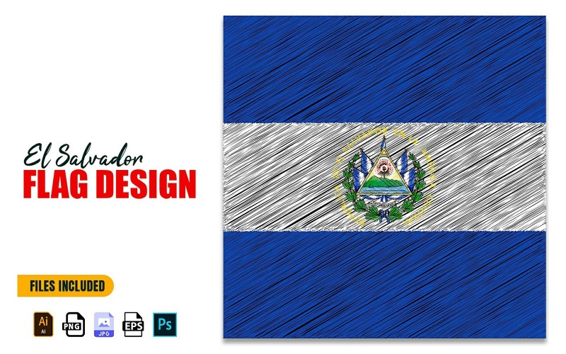 15 Eylül El Salvador Bağımsızlık Günü Bayrağı Tasarım Çizimi