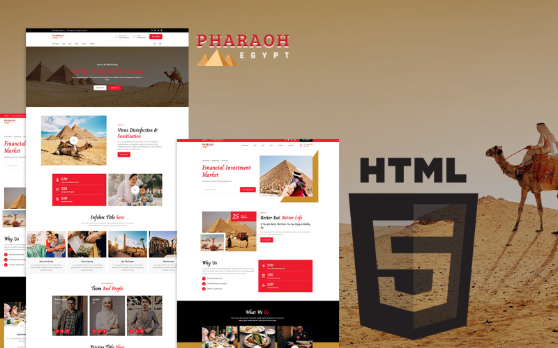 法老埃及文化与活动 HTML5 网站模板