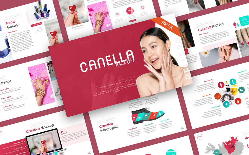 Plantilla de PowerPoint con estilo Canella Nail Art