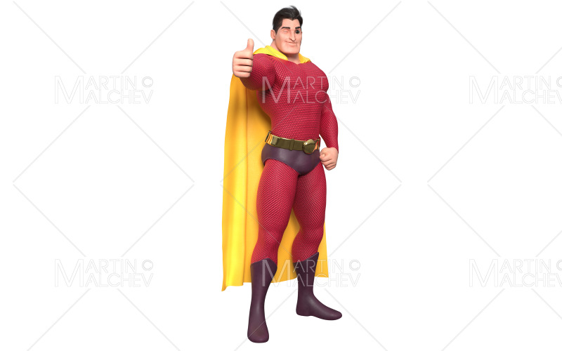 Supereroe che approva su bianco