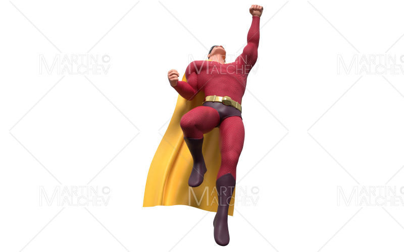 Superhjälte som flyger iväg 3D-rendering
