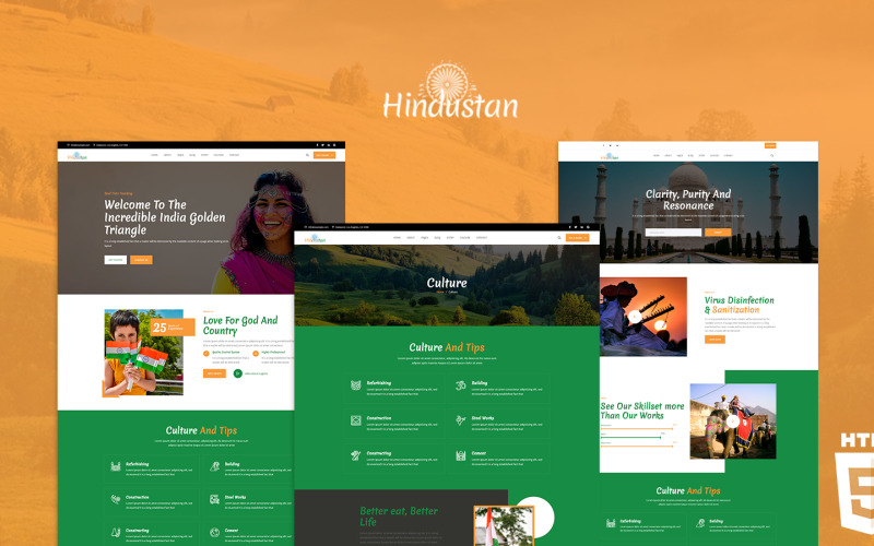 印度斯坦印度文化和节日 HTML5 网站模板