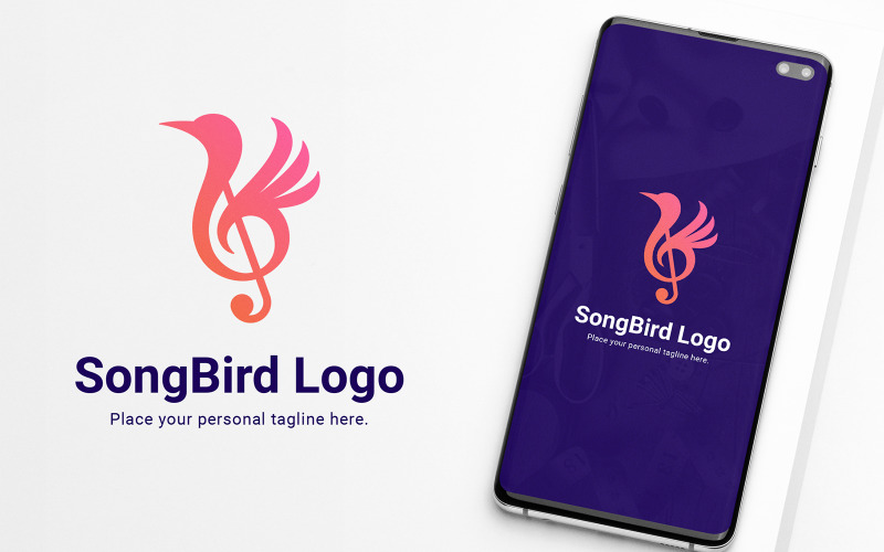 Müzikal Şarkı Kuş Logo Şablonu