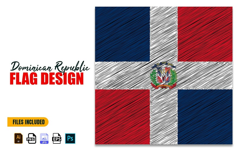 27 Şubat Dominik Cumhuriyeti Ulusal Günü Bayrağı Tasarım Çizimi
