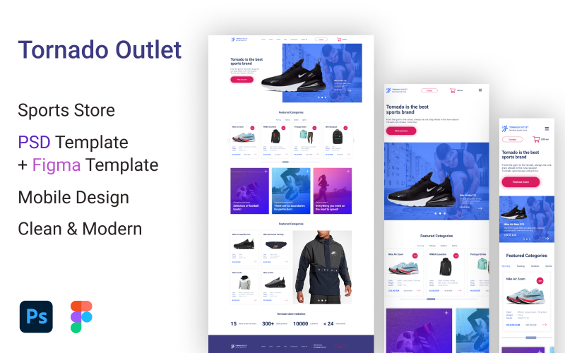 Tornado Outlet - PSD шаблон спортивного магазину