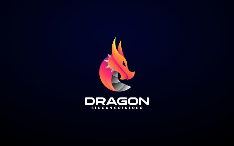 Dragon Head Gradient Colorful Logo