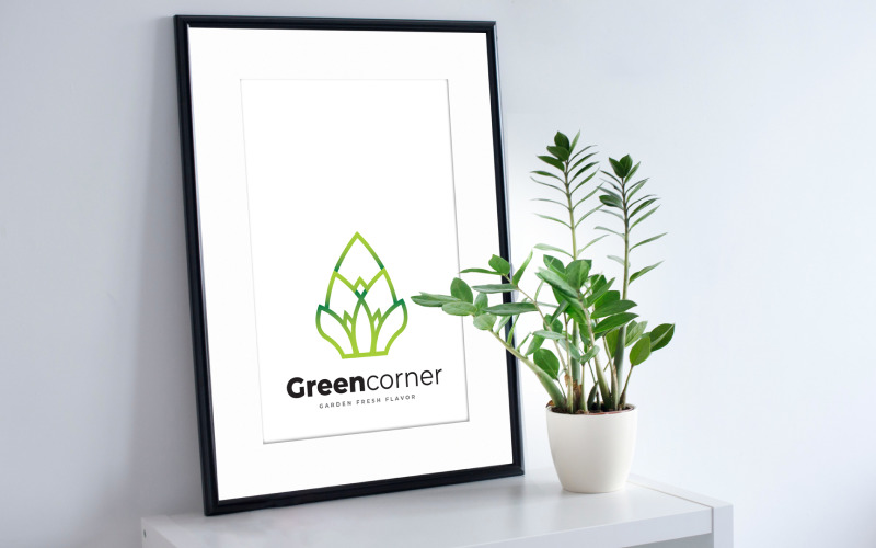 Modèle de logo de jardinage de coin vert