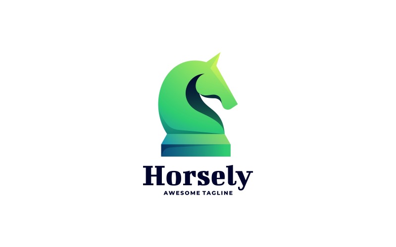Schach-Pferd-Farbverlauf-Logo