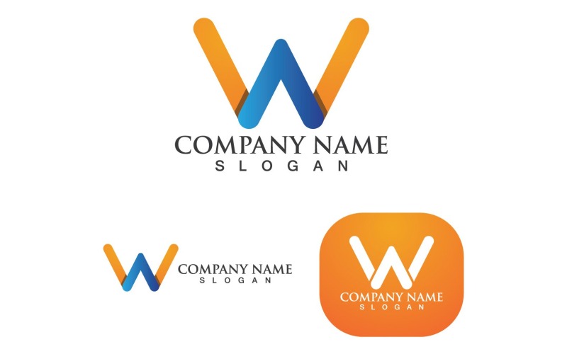 W Lettera Logo Business Vector V8