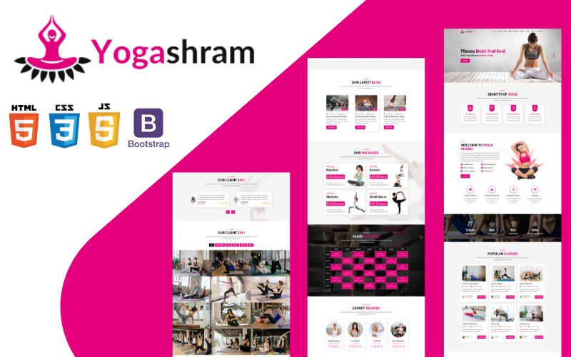 Modelo HTML responsivo de uma página do Yogashram