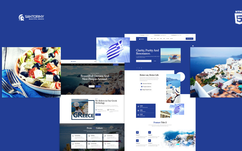 Santoriny Görögország kultúra HTML5 webhelysablonja
