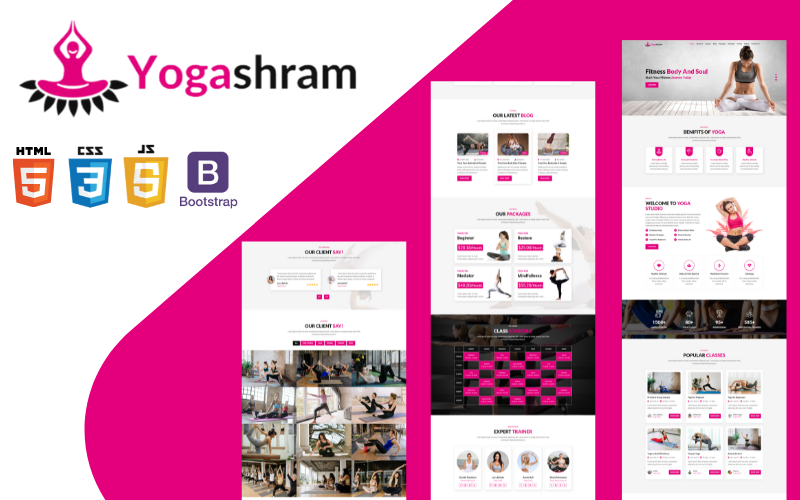 Yogashram Responsive HTML-mall på en sida