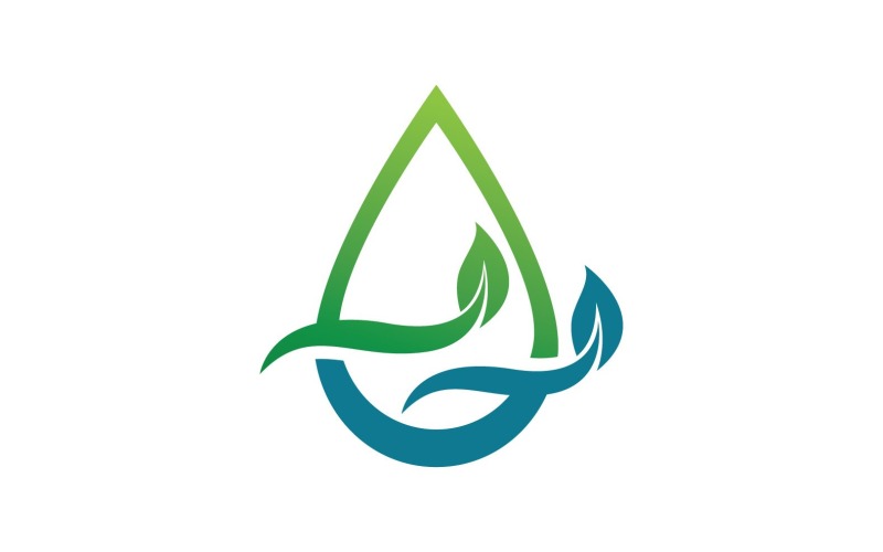 Goutte d'eau et feuille Nature Elements Logo V6