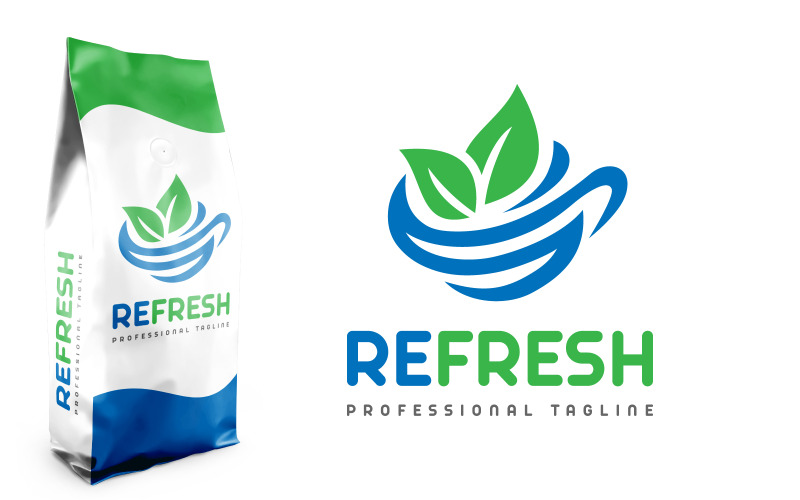 Rafraîchir le logo du café, de la nourriture, des boissons et du jus