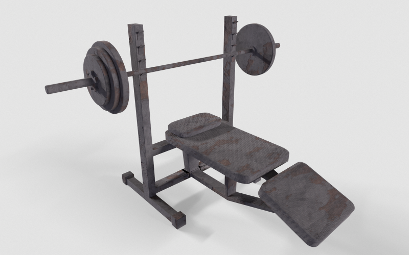 Bench Press Rusty et Normal Low-poly modèle 3D