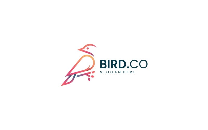 Bird Line Art Gradient Logo Style #242562 - TemplateMonster