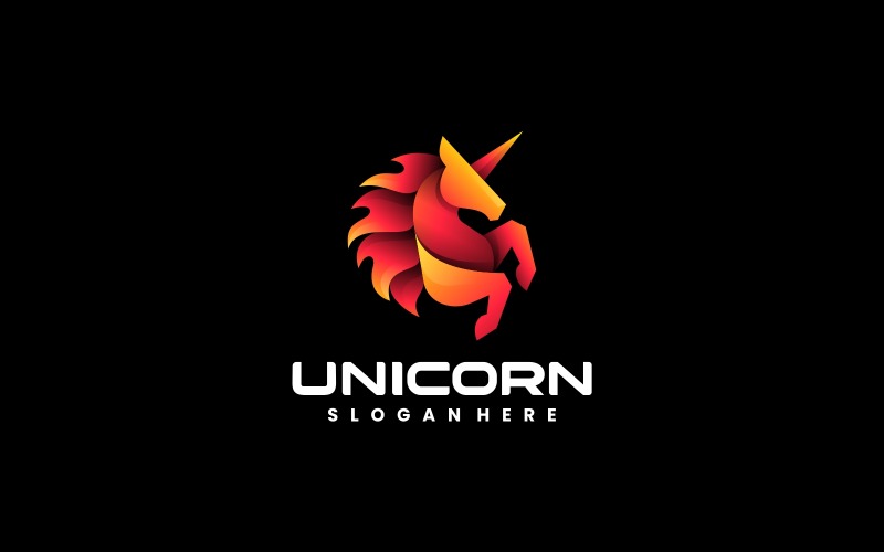Diseño de logotipo colorido degradado de unicornio