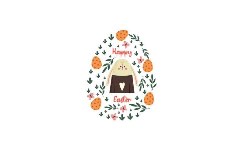 Happy Easter Greeting with Rabbit Illustration