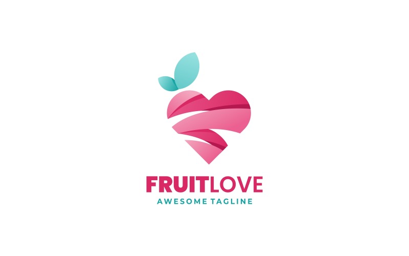 Stile del logo sfumato di amore della frutta