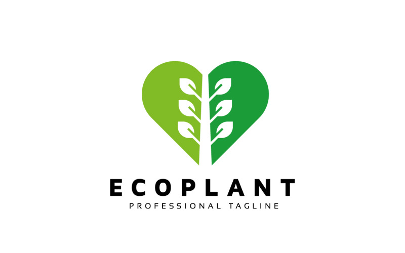 Eco Plant Heart Logo Template