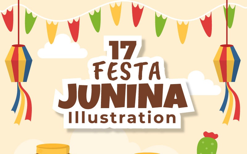 17 Festa Junina ou Ilustração de Celebração de São João
