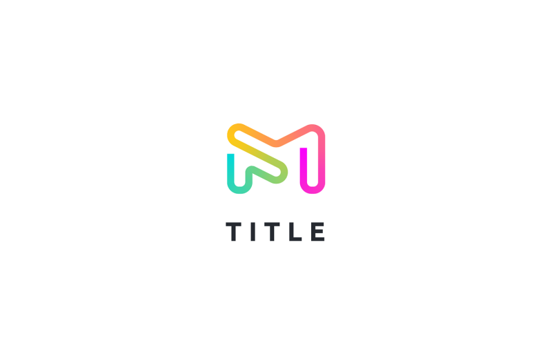 Logo Minimal Angular M Fun Colorful Line Monogram Logo