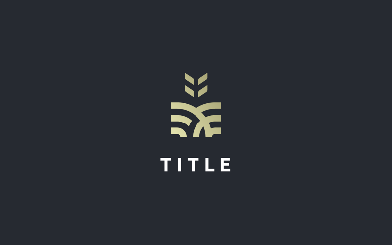 Logotipo de oro de planta de grano de granja angular de lujo