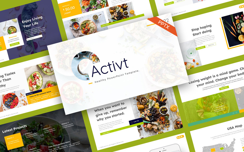 Activt Healthy Food Modern Шаблоны презентаций PowerPoint