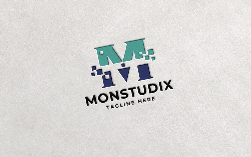 Logotipo profesional de la letra M de Monstudix