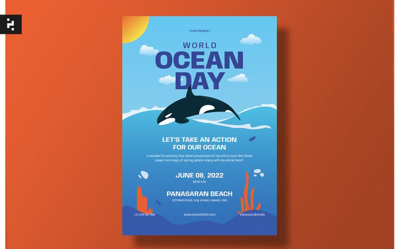 Modèle d'ensemble de flyers pour la journée mondiale de l'océan