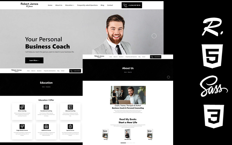 Robert James - Business Coaching, Life Coaching & Osobní poradenství Téma webové stránky šablony