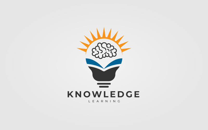 Concept de conception de logo d'éducation pour l'ampoule et le cerveau humain