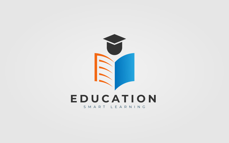 Concept de conception de logo d'éducation unique et créatif pour livre, chapeau