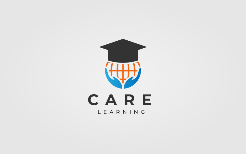 Création de logo d'éducation pour le concept de soins avec main, chapeau