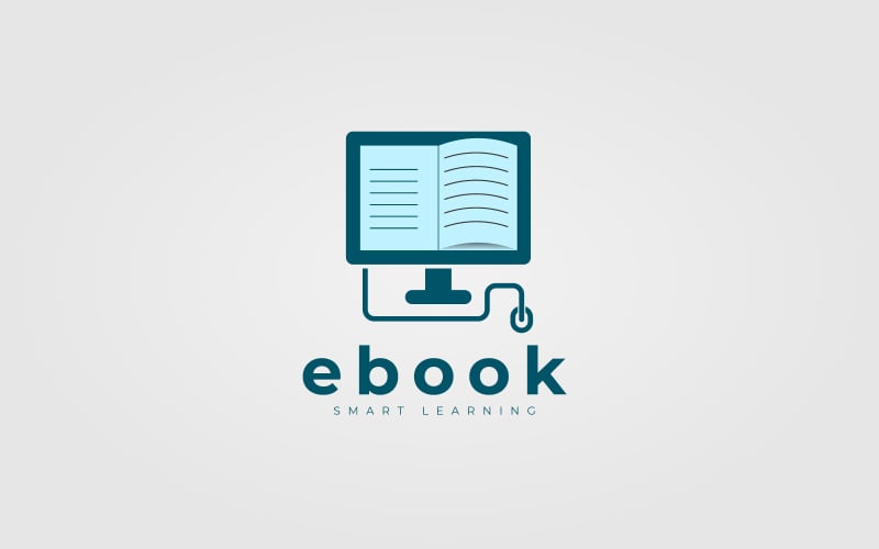 Création de logo pour l'éducation et concept pour l'éducation en ligne, ordinateur, curseur de souris, eLearning