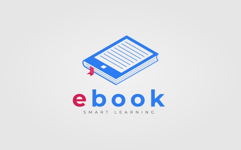 E-Kitap, Online Eğitim, E-Öğrenme için Logo Tasarım Konsepti. Minimal Logo Şablonu