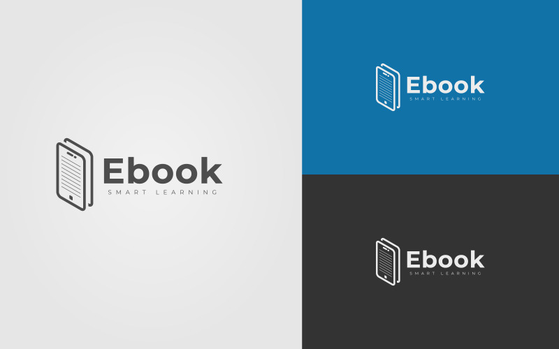 Logo ontwerpconcept voor eBook, online onderwijs, e-learning. Minimale onderwijslogo-sjabloon