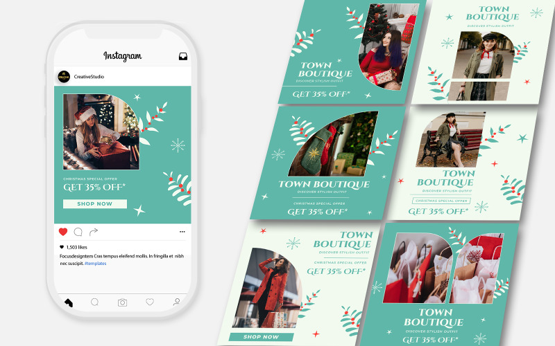 Venta de Navidad Publicación de Instagram Redes sociales