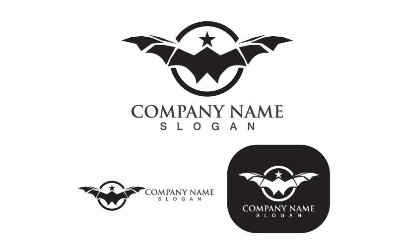 Disegno dell'illustrazione del modello dell'icona di vettore del logo del pipistrello V2
