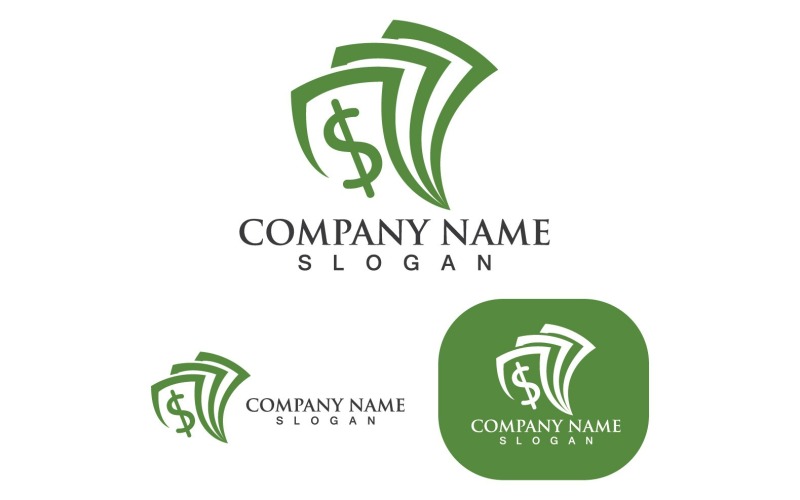 Modèle d'icône d'argent logo dollar vecteur V3