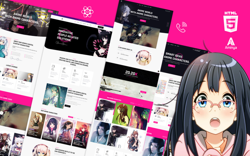 Aminya Anime Blog Stories Modèle de site Web HTML5