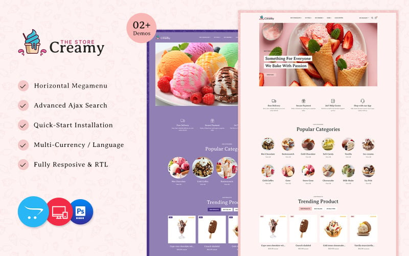 Creamy - Glass, dryck, tårtaffär Multipurpose OpenCart Store