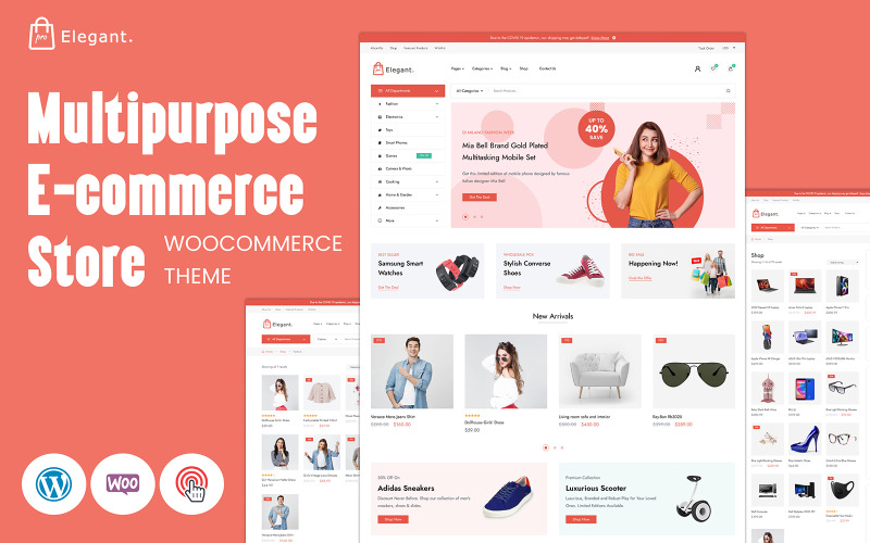 Elegant Shop Pro — минималистичная, быстрая и многоцелевая тема WordPress для WooCommerce