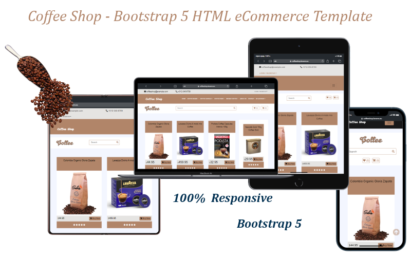 Kavárna – šablona elektronického obchodu Bootstrap