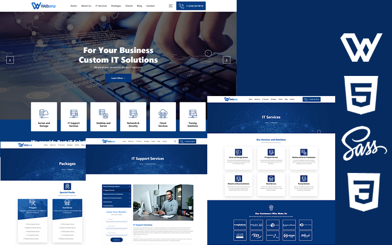 Webona - Modello di sito Web a tema Html5 Css3 per soluzioni IT