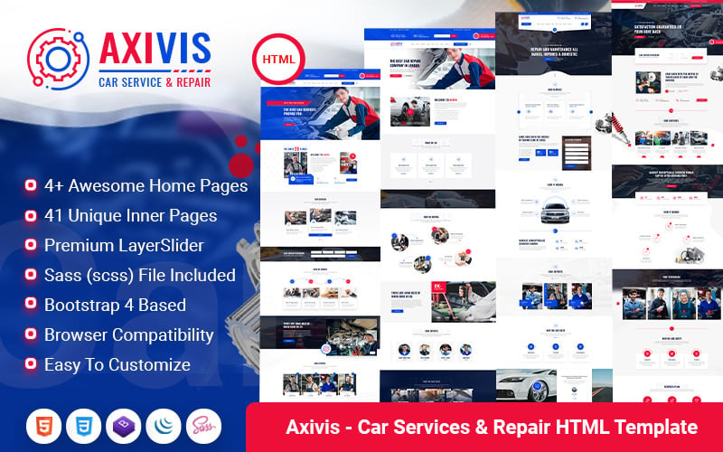 Axivis - HTML-шаблон службы ремонта автомобильных шин